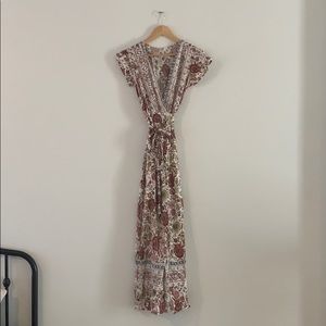 Ladies boho Maxi wrap dress, with cuff sleeve